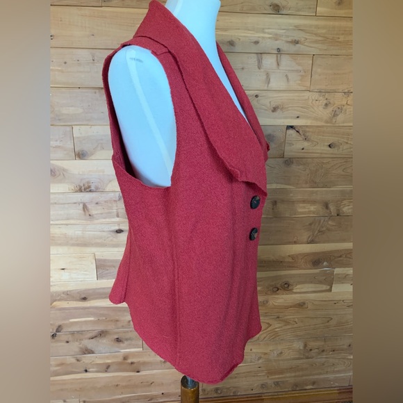Cut Loose Boiled Wool Orange Vest with Pockets Size M - Picture 3 of 4